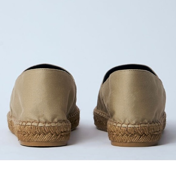 SAINT LAURENT YSL logo embroidered canvas espadrilles flats